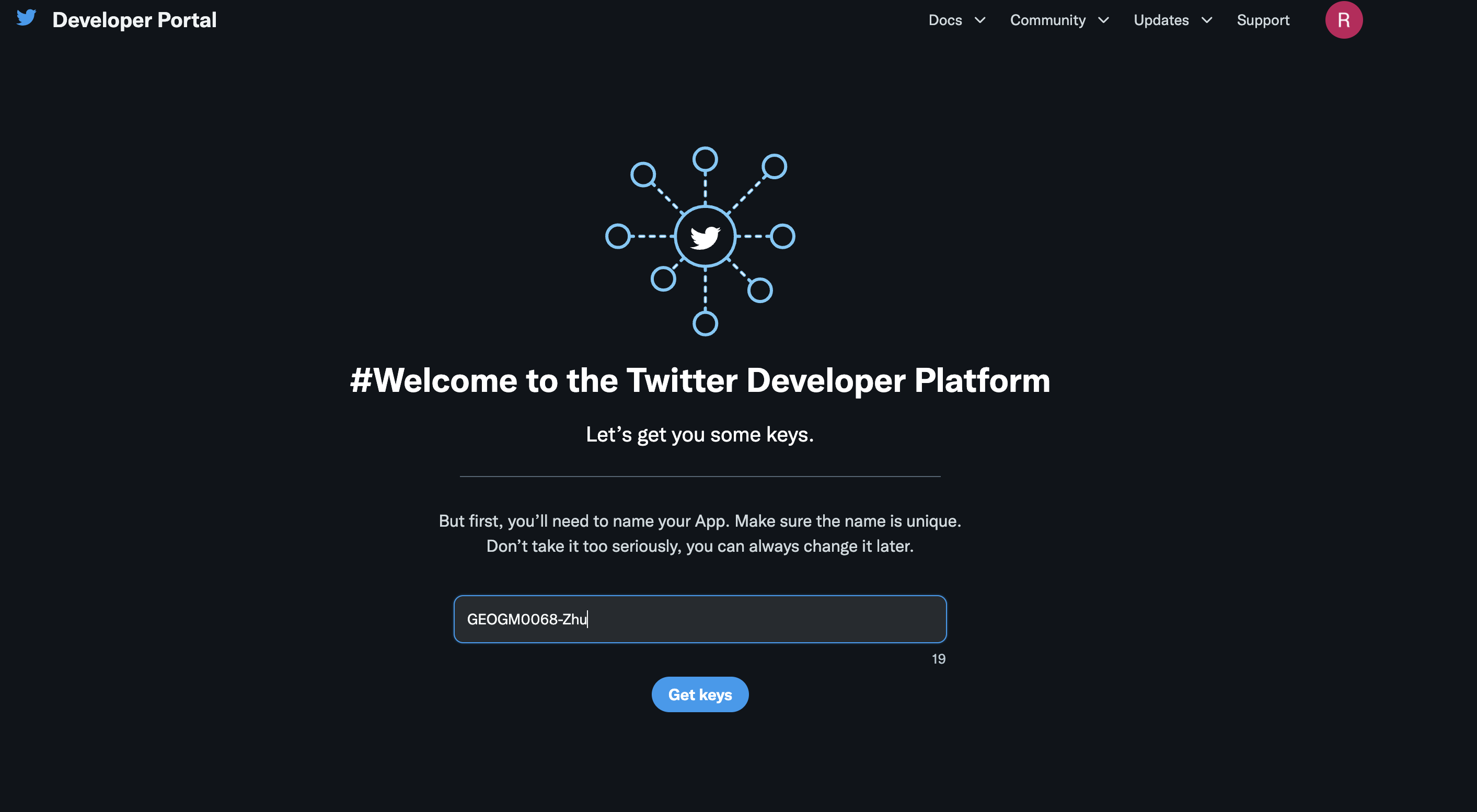 Get Keys from Twitter Developer